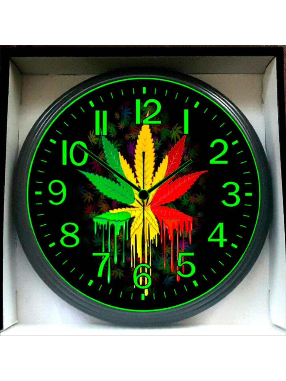 Smoke Shop Music Studio Lounge Glow In The Dark Wall Clock New!